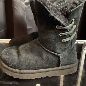 Black UGG fur boots
